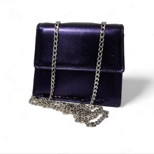 L'intervalle leather metalic purple Micro crossbody bag